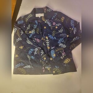 Foxcroft NYC Jacket Navy Getaway Embroidered  Button U size 8